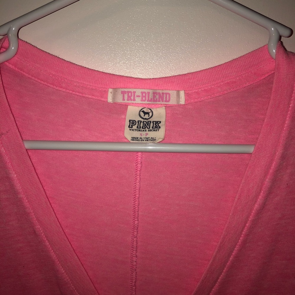 Pink V-neck t-shirt